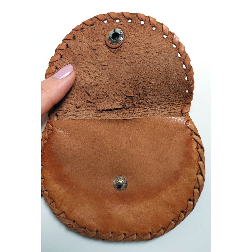 Handmade Leather Wallet for Coins Earbuds Small Items - Picture 4 of 4
